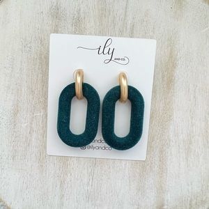 Teal Velvet Coated Earrings | Lightweight | Boutique | New